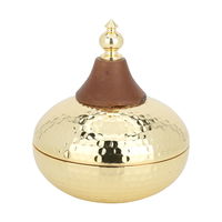 India Large golden round steel Tamriya with a wooden cover product image