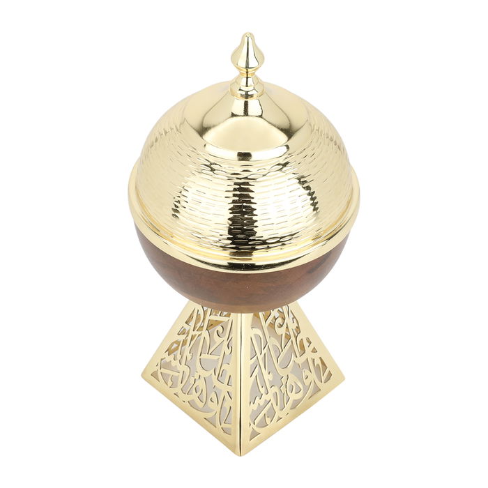 India Round wooden date with golden cover Dome with golden steel base image 2