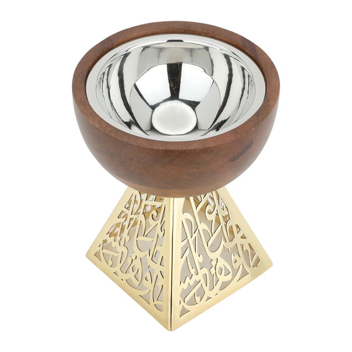 India Round wooden date with golden cover Dome with golden steel base image 3