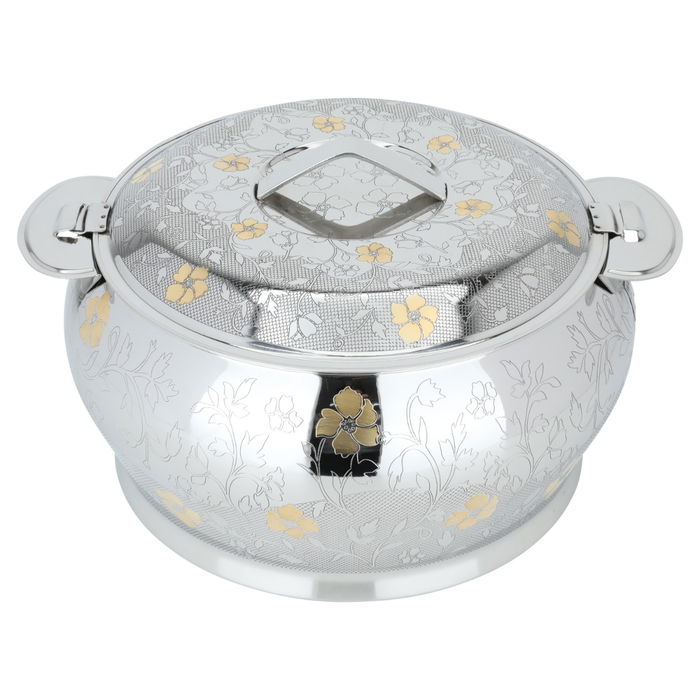 Silver Indian food keeper, golden pattern, 5000 ml image 1