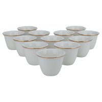 طقم فناجين قهوة عربي بورسلان أبيض ذهبي 12 قطعة product image