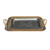 Serving trays set, rectangular, gilded, embossed steel, 2 pieces product image