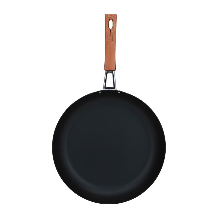 Japanese black frying pan with brown handle 28 cm image 2