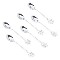 Silver tea spoons set with rose hand 6 pieces product image