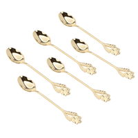 Golden tea spoons set with rose pattern 6 pieces product image