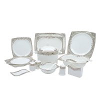Luxurious white porcelain dining set 86 square pieces product image