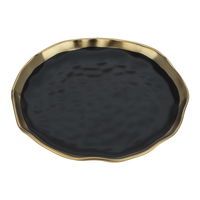 Dessert serving plate, 6.75 inches round black and gold porcelain product image