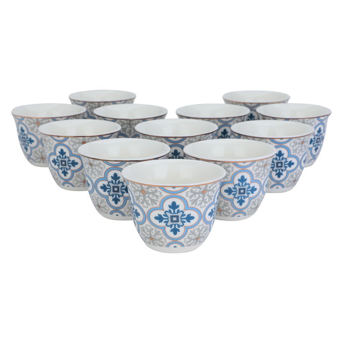 Arabic coffee cups set white embossed blue 12 pieces image 2