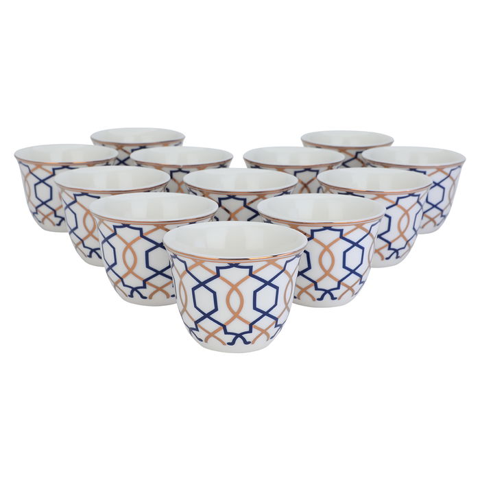 Arabic coffee cups set, embossed blue, 12 pieces image 2