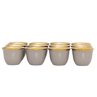 A set of light gray coffee cups with a golden rim, 12 pieces product image