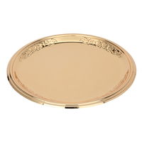 Serving tray, round, shiny golden steel product image