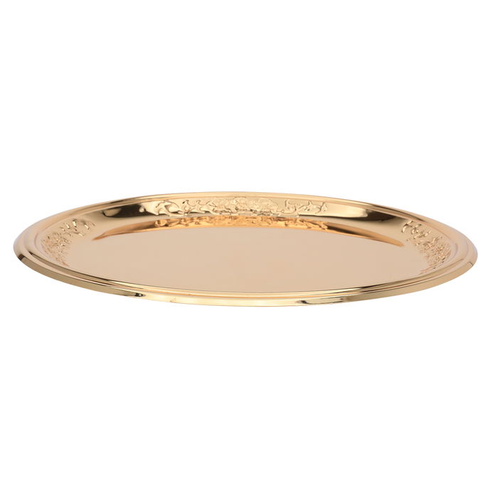 Serving tray, round, shiny golden steel image 3