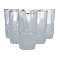 Max water glasses set, glass with an attractive golden line, 6 pieces product image