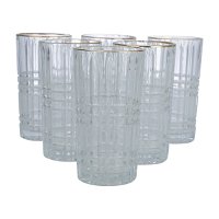Max set of water glasses, resistant glass, with a golden line, 6 pieces product image