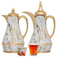 Jude thermos set, shiny marble with a golden lid, two pieces product image