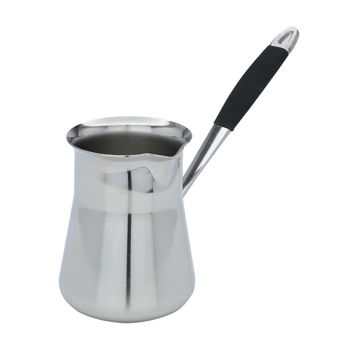 Steel Pot With Black Silicone Hand 250ml image 1