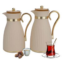 Dana thermos set, beige, with a golden handle, two pieces product image
