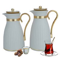 Dana thermos set, light gray, with a golden handle, two pieces product image