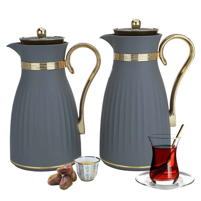 Dana thermos set, dark gray with a golden handle, 2-pieces image 1