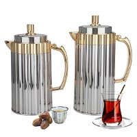 Eva Chrome thermos set with two golden handles product image