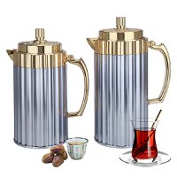 Eva silver thermos set with two golden handles product image
