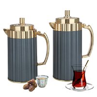 Eva dark gray thermos set with a golden handle, two pieces product image