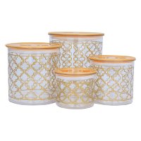 Gold Pattern Round Plastic Box Set 4 Pieces product image