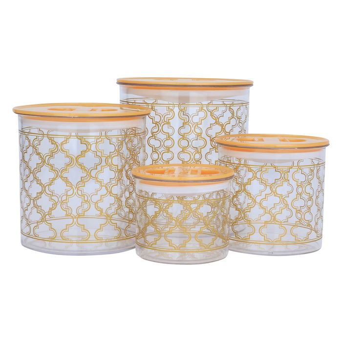 Gold Pattern Round Plastic Box Set 4 Pieces image 1