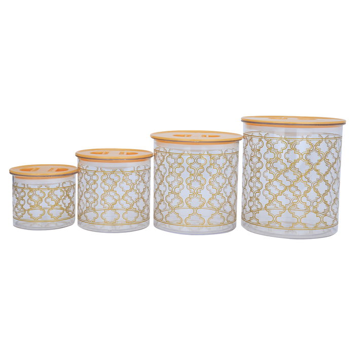 Gold Pattern Round Plastic Box Set 4 Pieces image 4