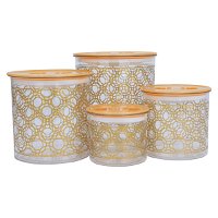 Round Plastic Cans Set Gold Pattern Circles 4 Pieces product image