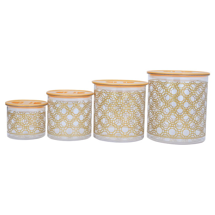 Round Plastic Cans Set Gold Pattern Circles 4 Pieces image 4