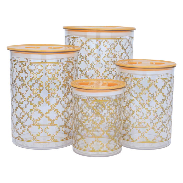 Golden Embossed Round Plastic Box Set 4 Pieces image 1