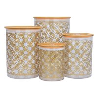 Round plastic cans set with gold pattern circles 4 pieces product image