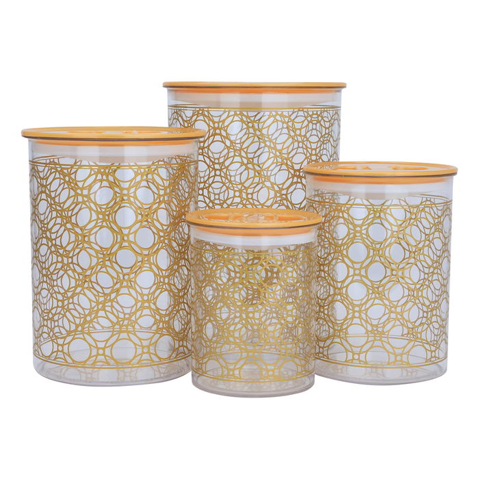 Round plastic cans set with gold pattern circles 4 pieces image 1