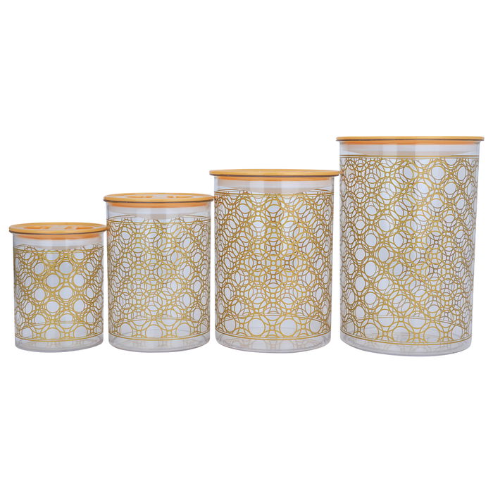 Round plastic cans set with gold pattern circles 4 pieces image 4