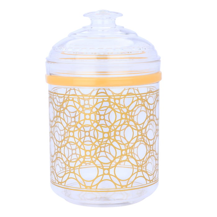 Round Plastic Spice Box Embossed Circles Gold 950ml image 1