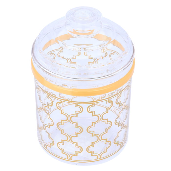 Golden embossed round plastic spice box image 5