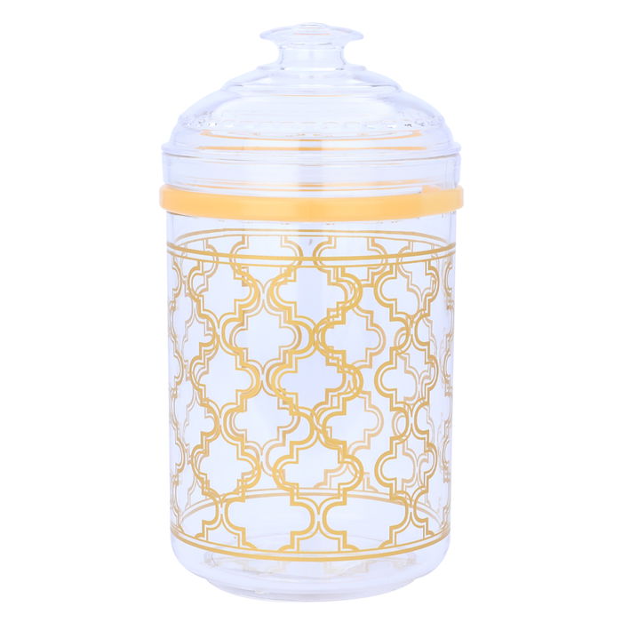 Golden embossed round plastic spice box image 1