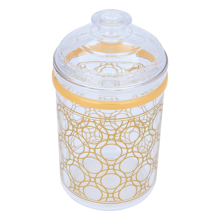 Spice jars set, round plastic, embossed with golden circles, 3 pieces image 2