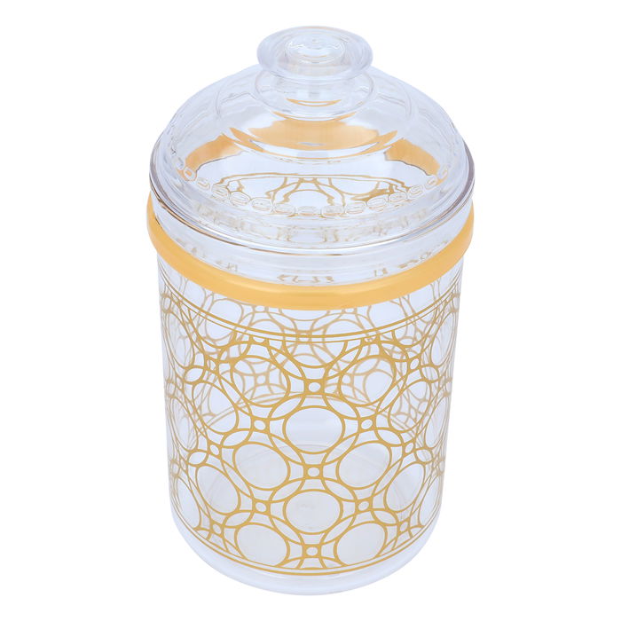 Spice jars set, round plastic, embossed with golden circles, 3 pieces image 2