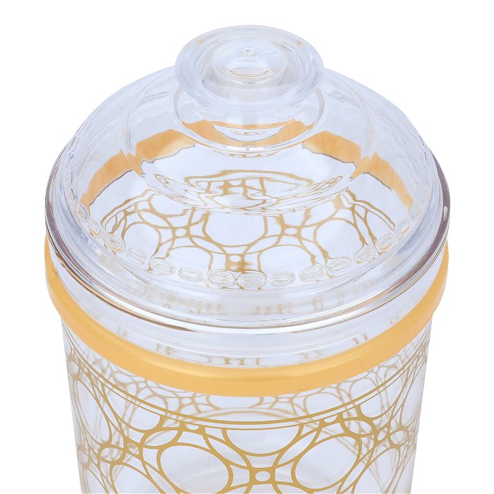 Spice jars set, round plastic, embossed with golden circles, 3 pieces image 3