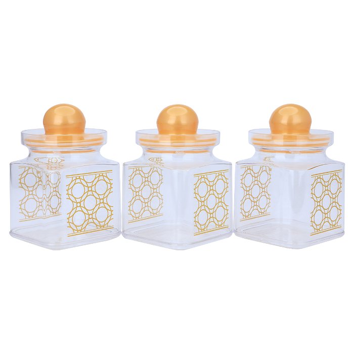 Spice Boxes Set Plastic Square Embossed Circles Gold 3 Pieces image 5