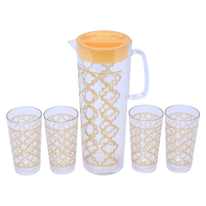 Jake + 4 cups set of transparent cylindrical shape embossed gold image 2