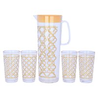 Jake + 4 cups set of transparent cylindrical shape embossed gold product image