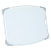 White rectangular cutting board with small grey rim product image
