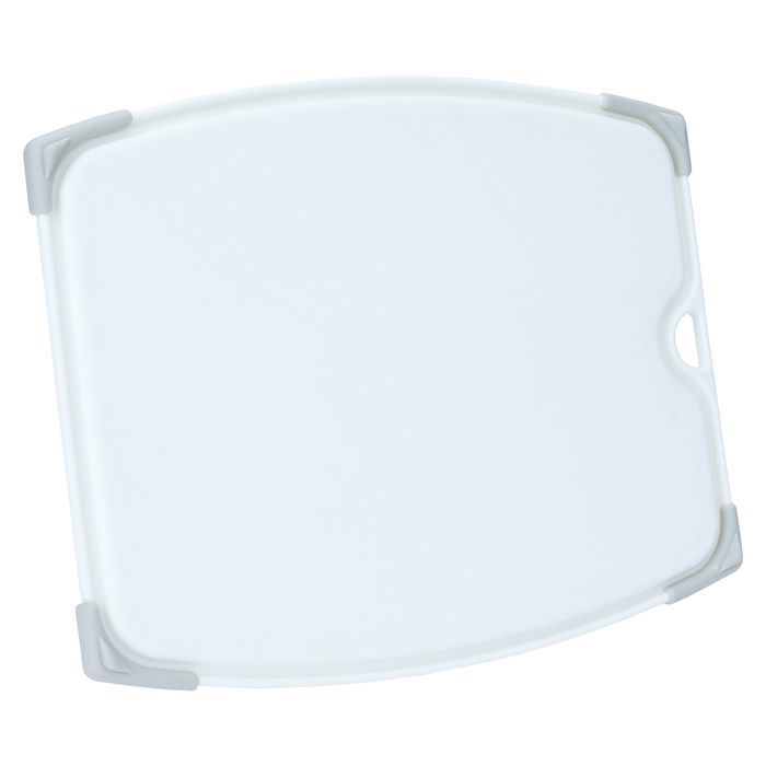 White rectangular cutting board with small grey rim image 1