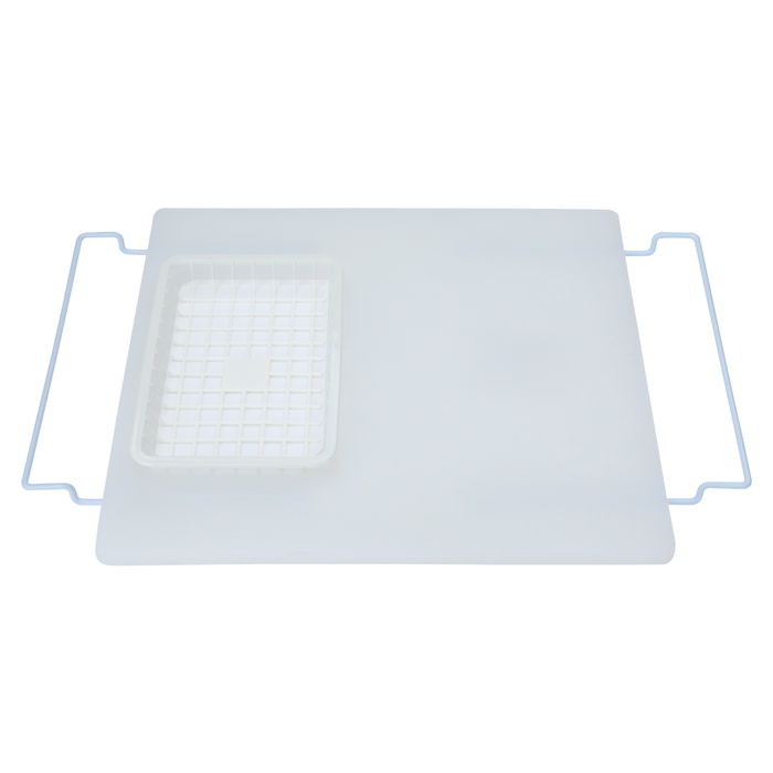 White plastic cutting board with strainer image 1