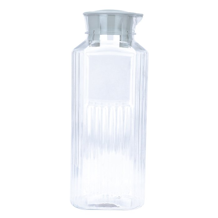 Transparent plastic bottle with grey lid image 1