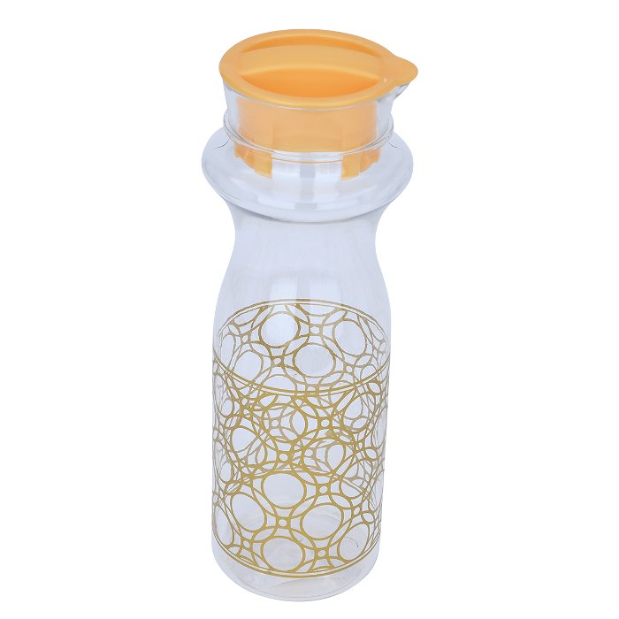 Transparent plastic bottle embossed gold circles image 1