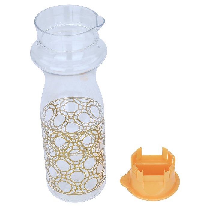 Transparent plastic bottle embossed gold circles image 3